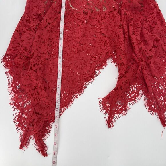 Lulus Womens Dress Size XS Red One Wish Lace Asymmetric Hem Sleeveless Midi - Picture 10 of 10